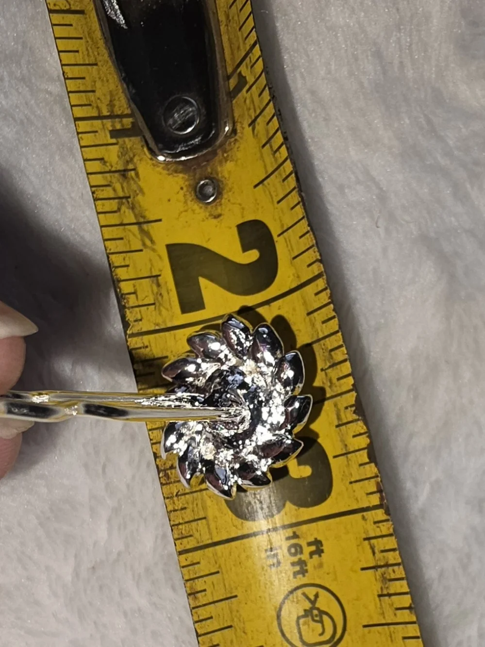 Pearl & Crystal Floral Hair Pin - Cream and Silver Tone